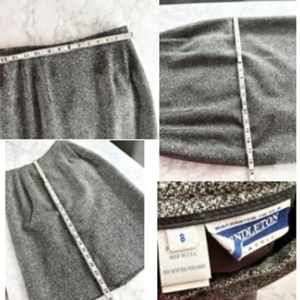 Pendleton Gray Wool Tweed Black Retro Blazer‎ Skirt Suit Women's Size 8/10